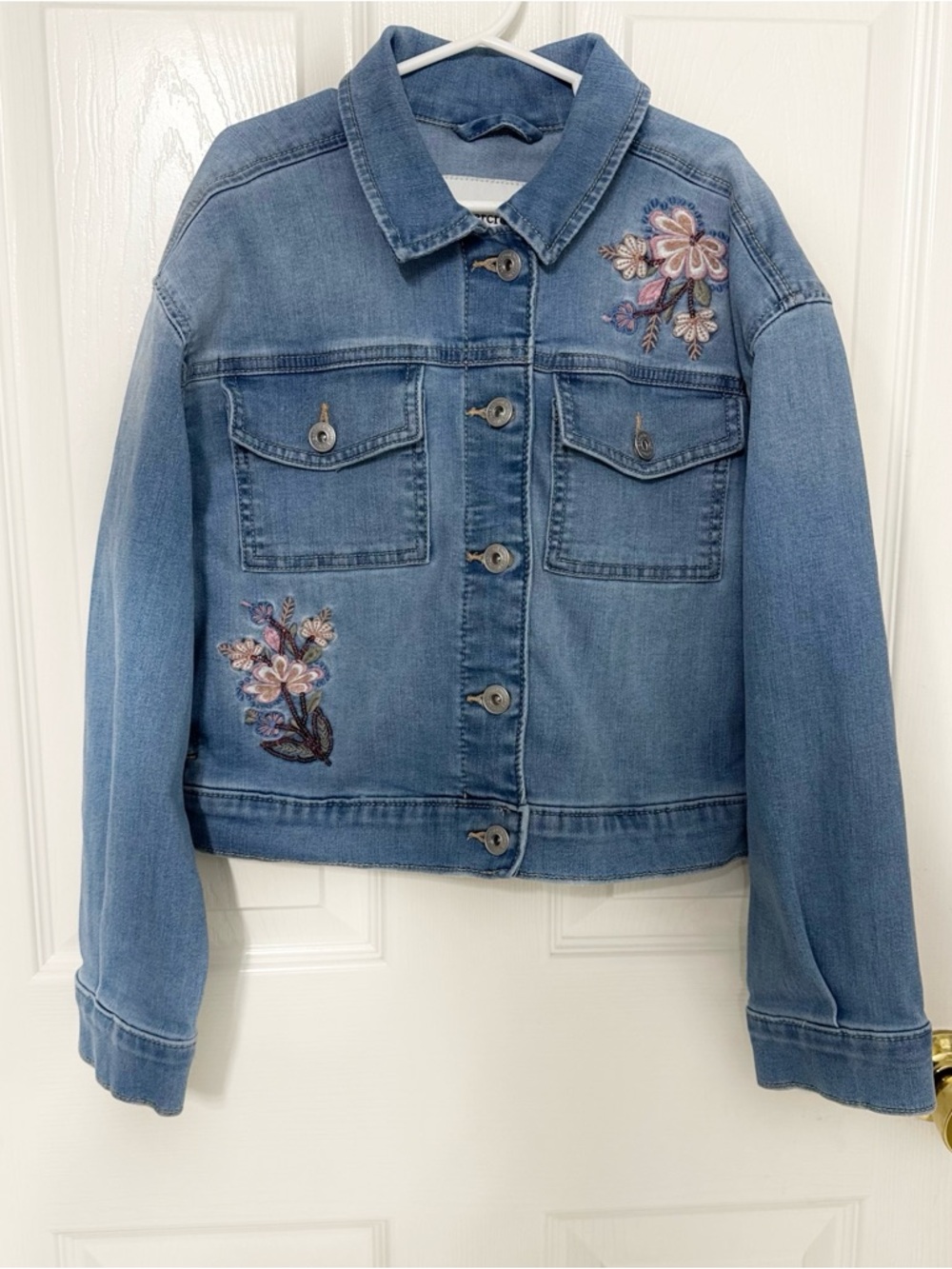 Girls Abercrombie Kids Embroidered Denim Jacket